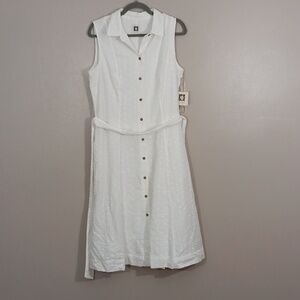 White cotton button up dress